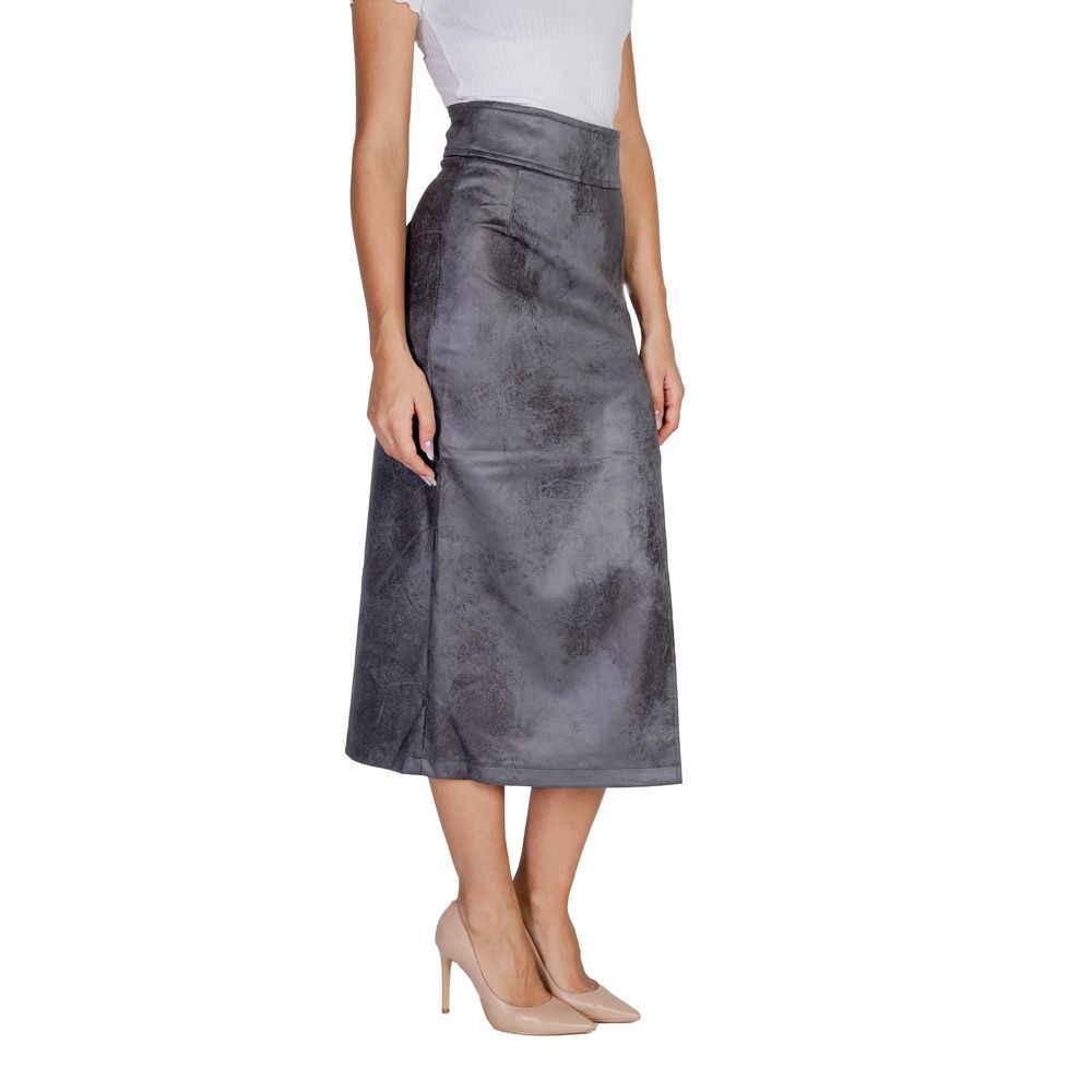 Only Gray Artificial Leather Women's Skirt