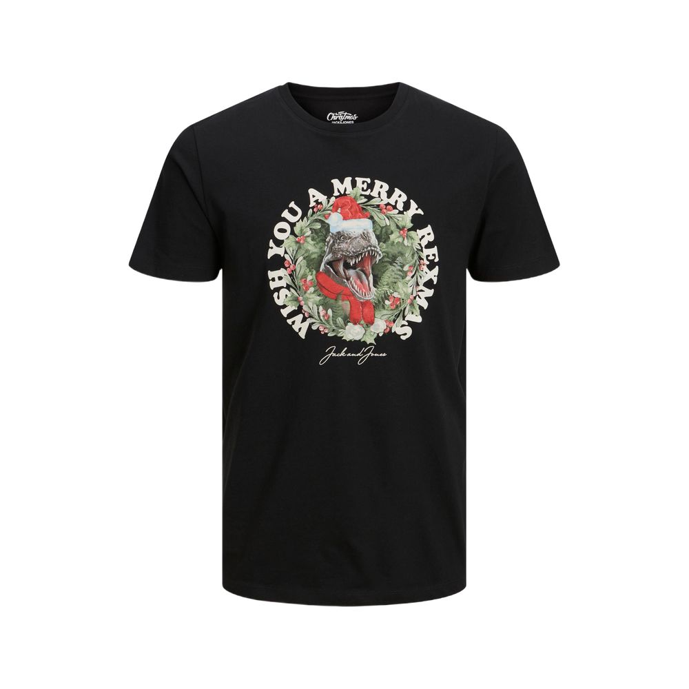 Jack Jones Black Cotton Men's T-Shirt