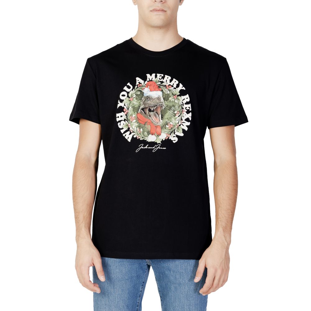Jack Jones Black Cotton Men's T-Shirt