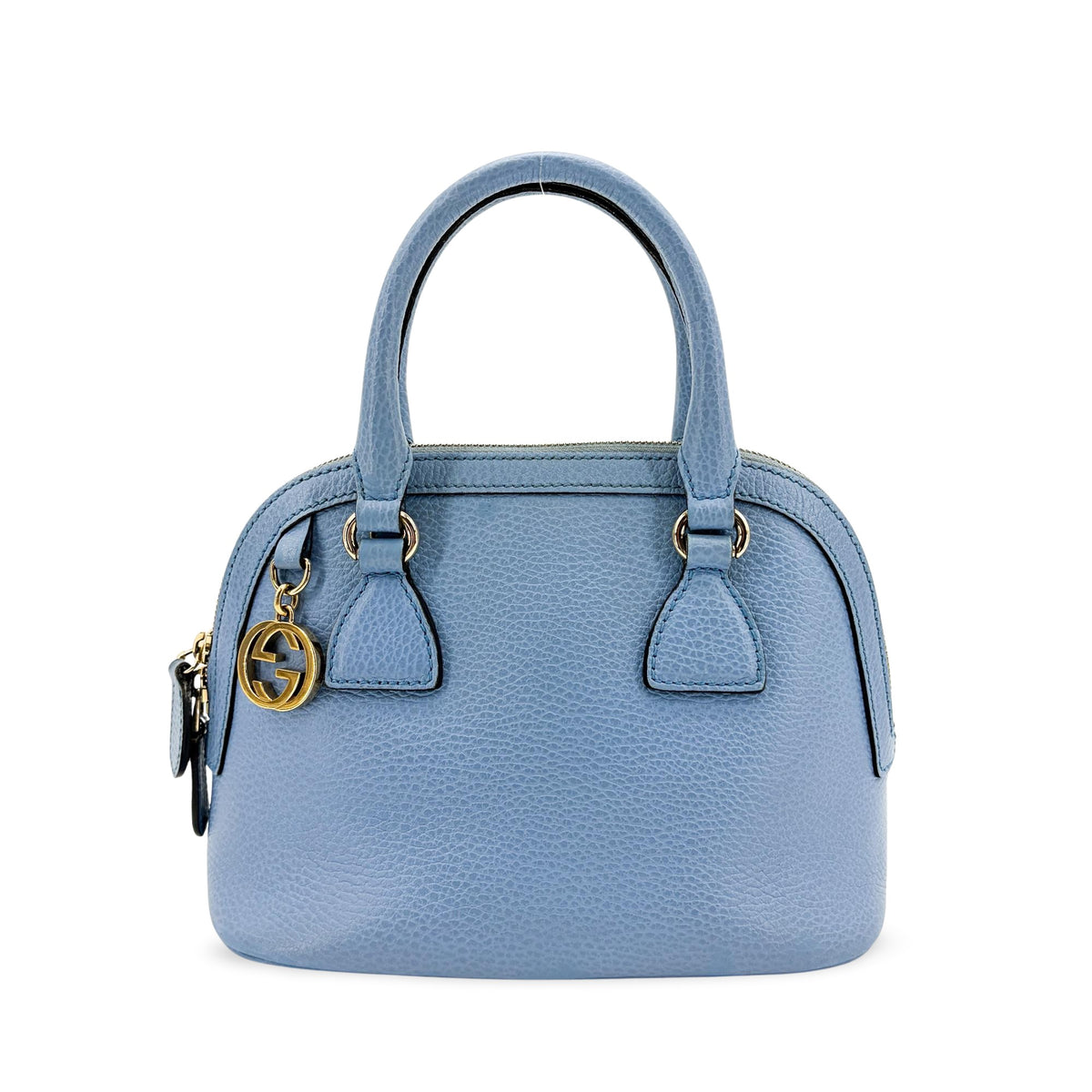 Gucci Convertible Dome Satchel Leather Blue Calfskin Handbag (Pre-Owned)