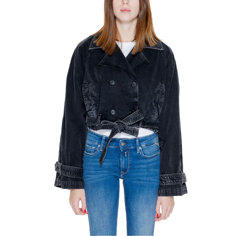 Only Black Cotton Jackets & Women's Coat