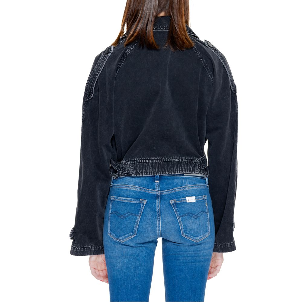 Only Black Cotton Jackets & Women's Coat