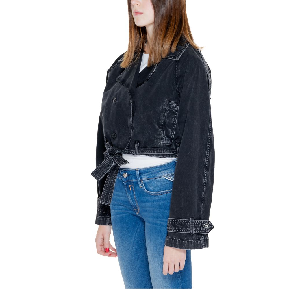 Only Black Cotton Jackets & Women's Coat