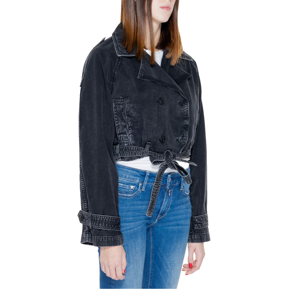 Only Black Cotton Jackets & Women's Coat