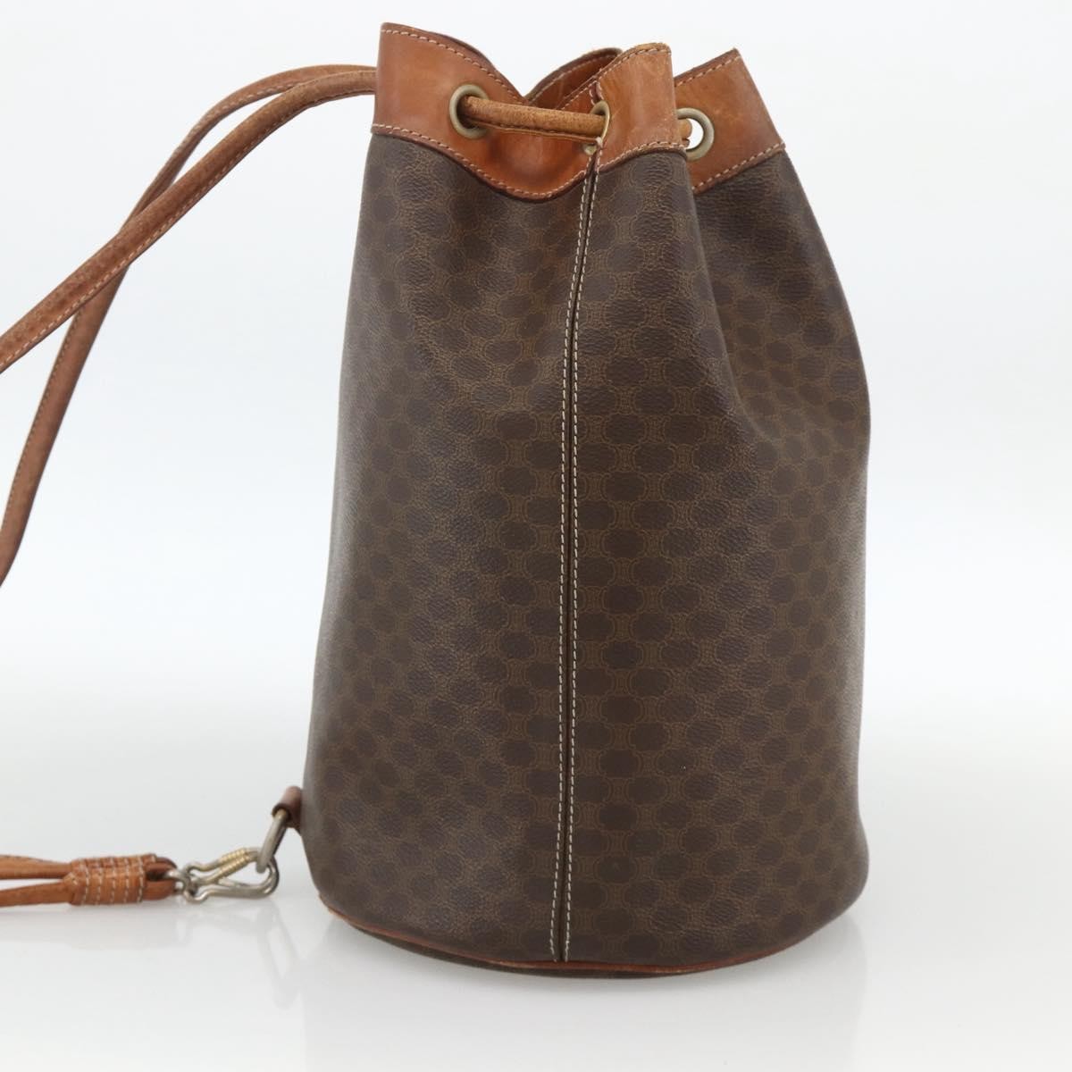 Celine Vintage Macadam Canvas And Leather Brown Canvas Backpack Bag (Pre-Owned)