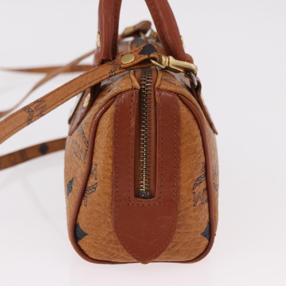 MCM Visetos Logogramme Leather Brown Leather Handbag (Pre-Owned)