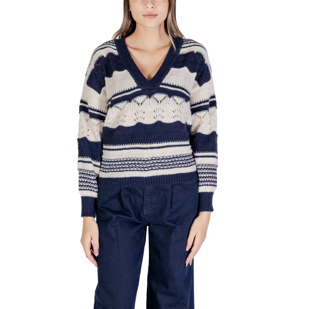 ICHI Blue Recycled Polyester Women's Sweater
