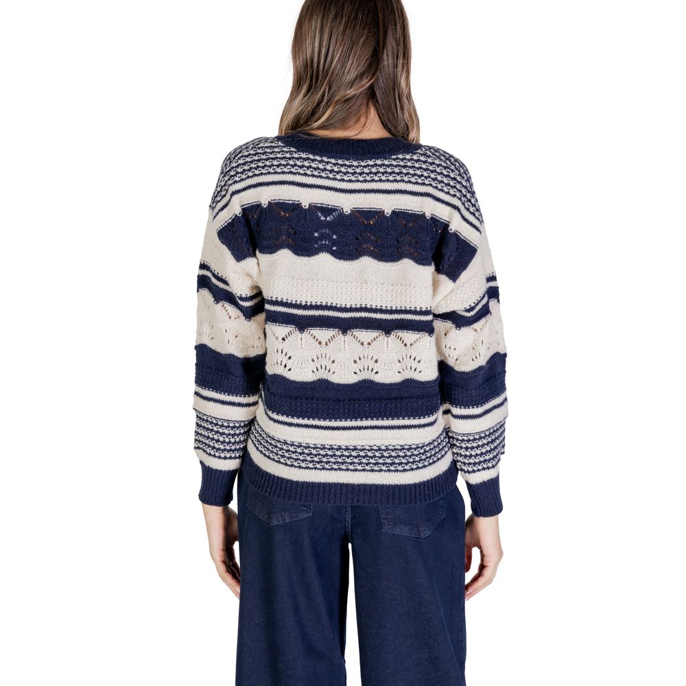 ICHI Blue Recycled Polyester Women's Sweater