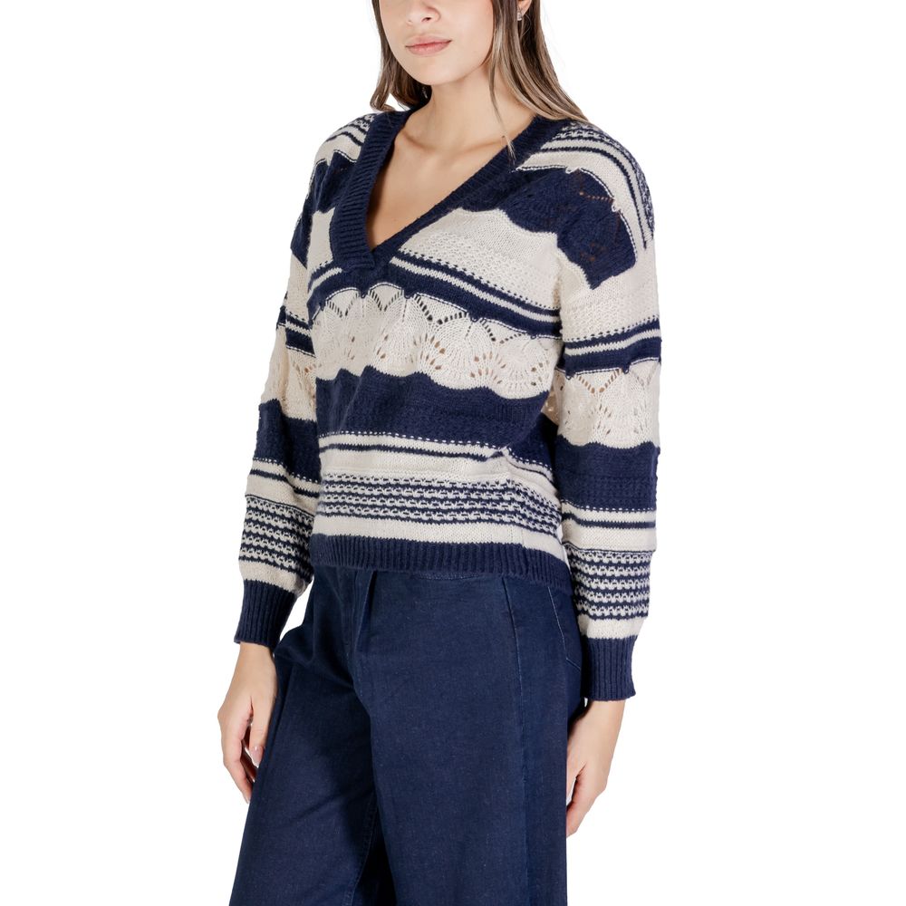 ICHI Blue Recycled Polyester Women's Sweater