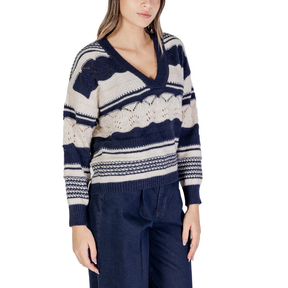 ICHI Blue Recycled Polyester Women's Sweater
