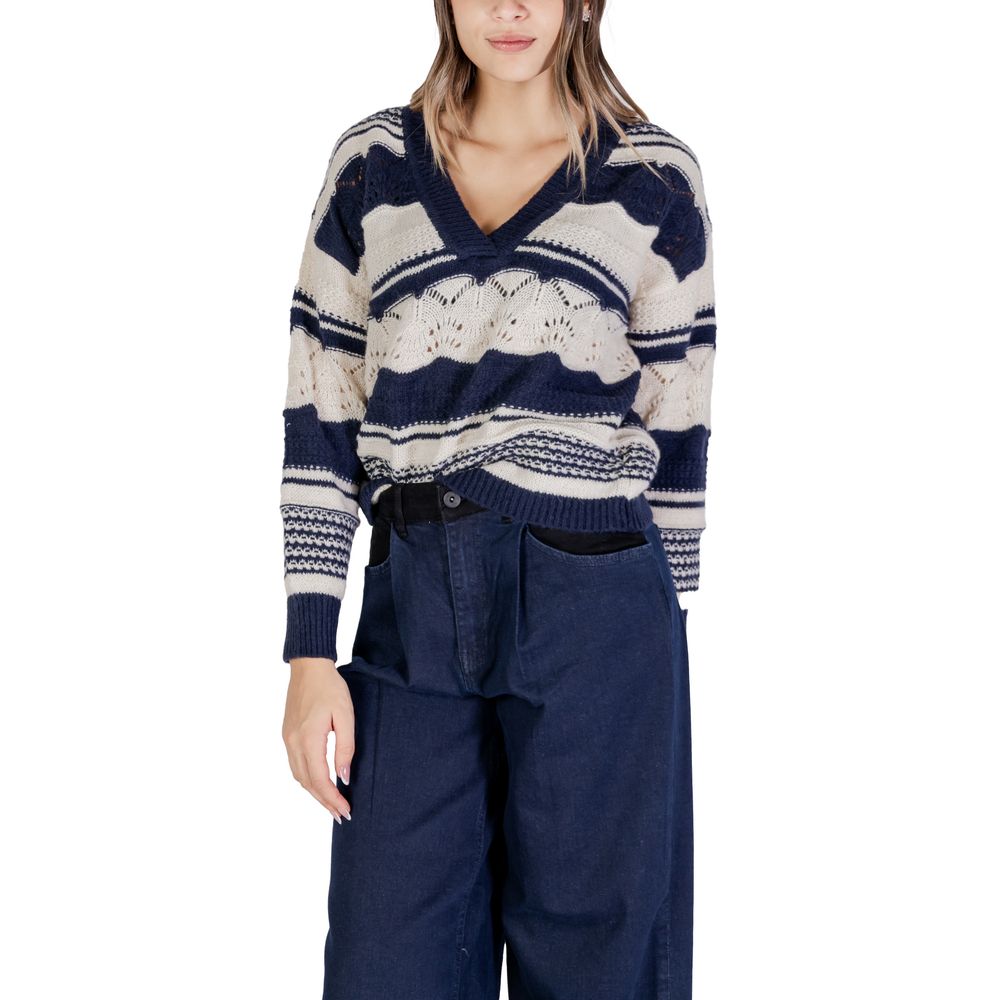 ICHI Blue Recycled Polyester Women's Sweater