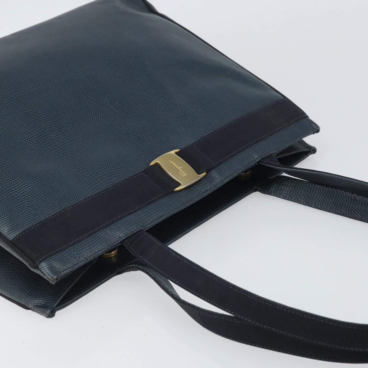 Salvatore Ferragamo Vala Tote Leather Blue Leather Tote Bag Bag (Pre-Owned)