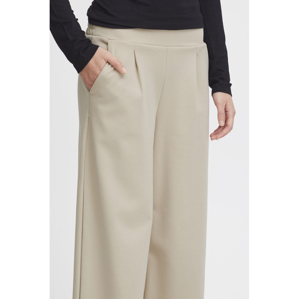 ICHI Beige Recycled Polyurethane Jeans & Women's Pant