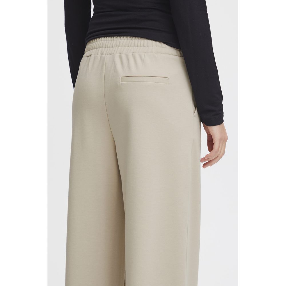 ICHI Beige Recycled Polyurethane Jeans & Women's Pant