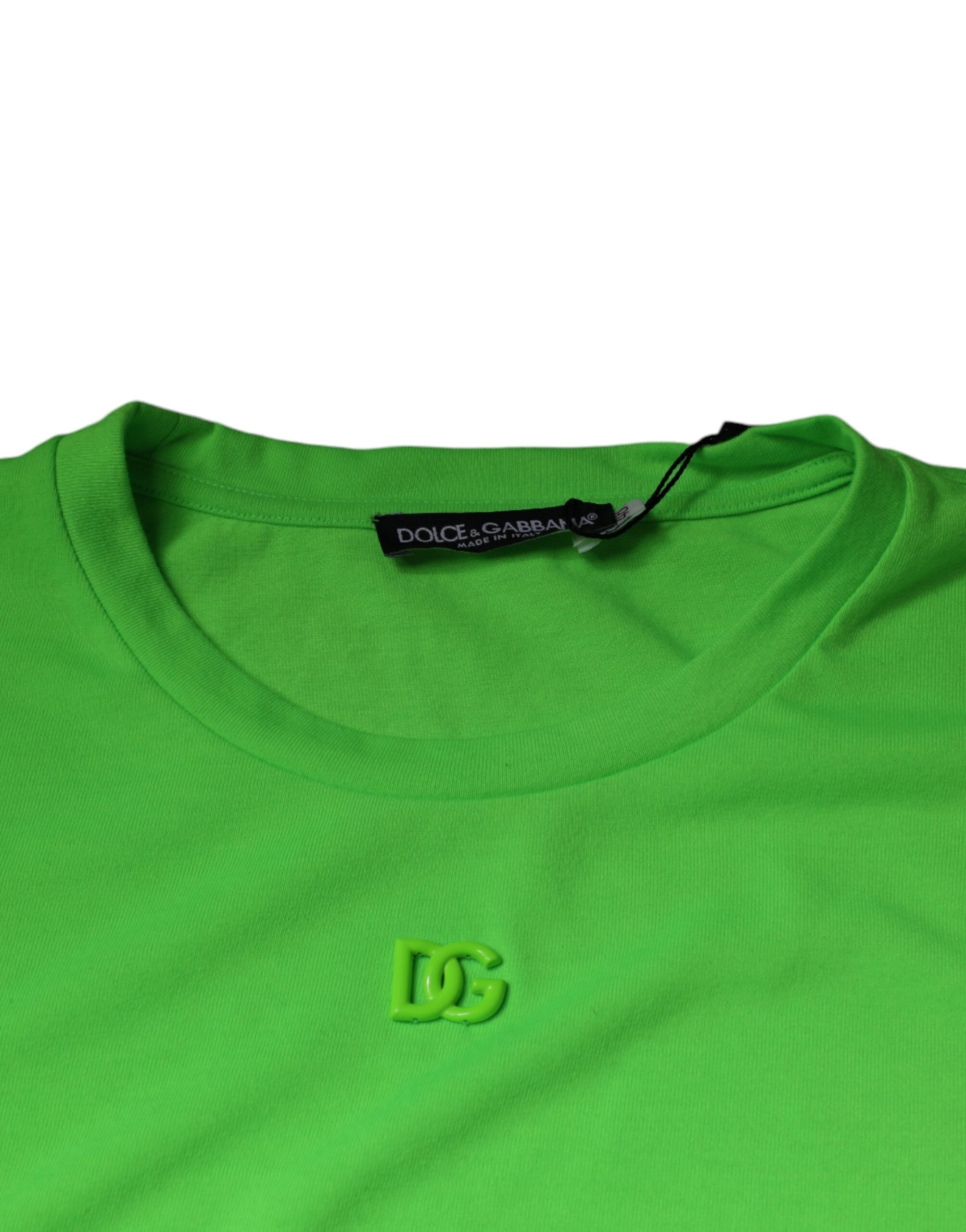 Dolce & Gabbana Green Logo Round Neck Short Sleeves Men's T-shirt