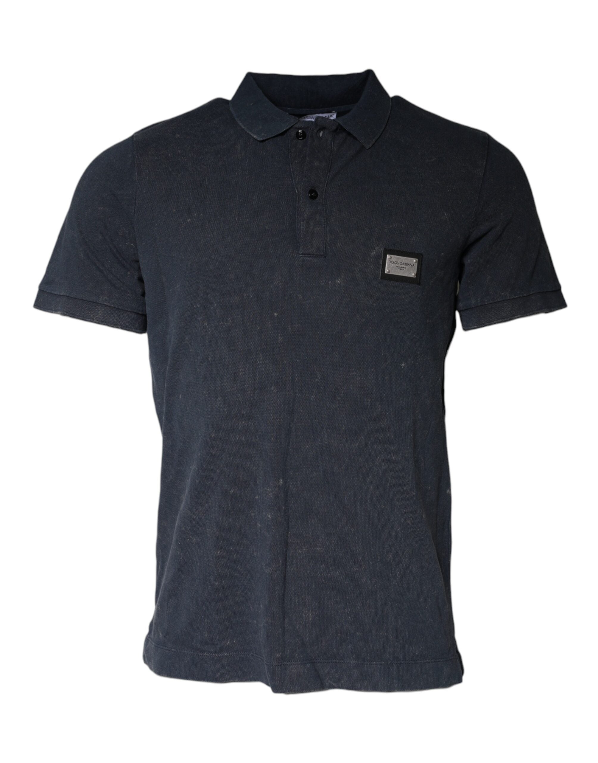 Dolce & Gabbana Dark Blue Logo Button Collared Polo Men's T-shirt (Pre-Owned)