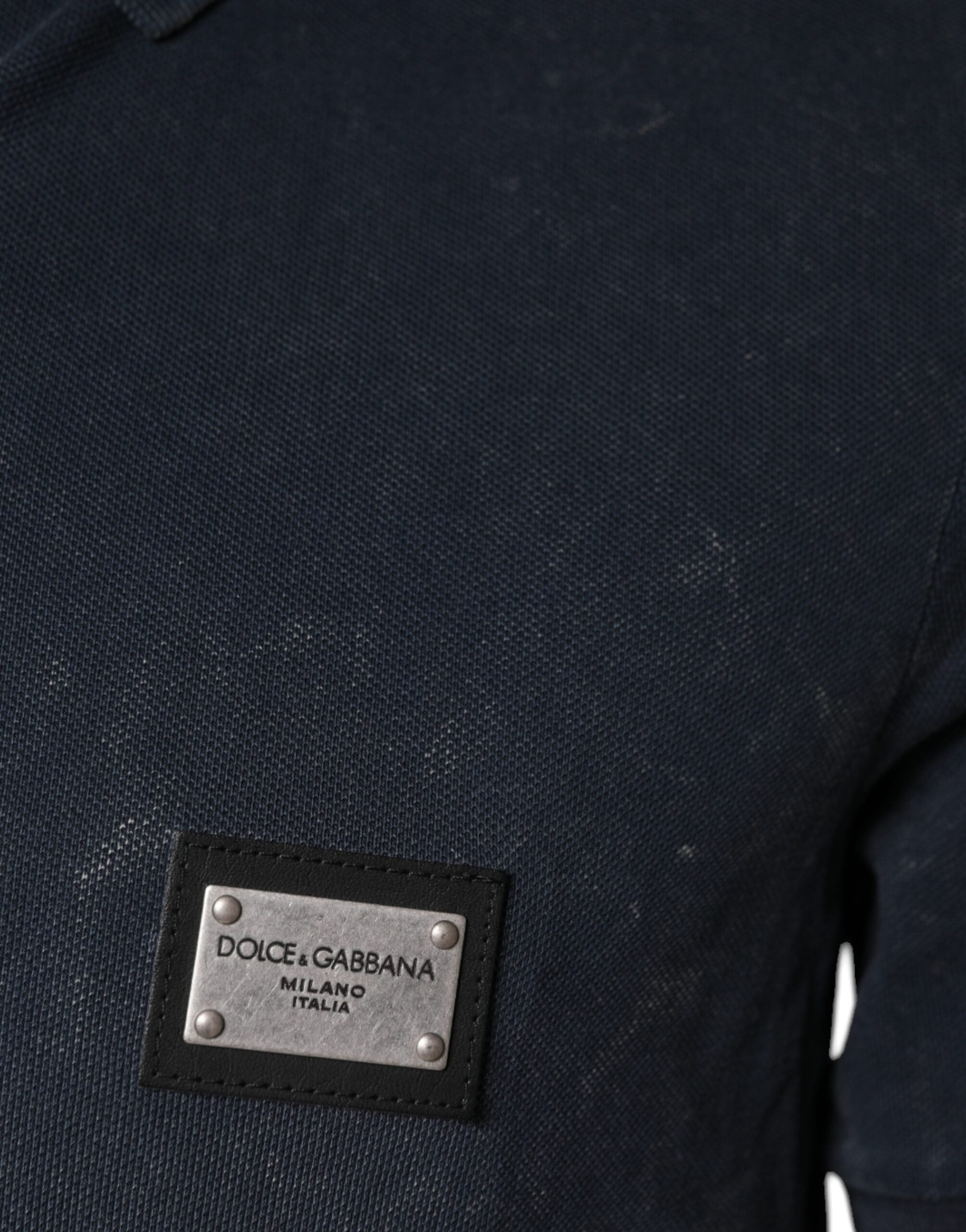 Dolce & Gabbana Dark Blue Logo Button Collared Polo Men's T-shirt (Pre-Owned)