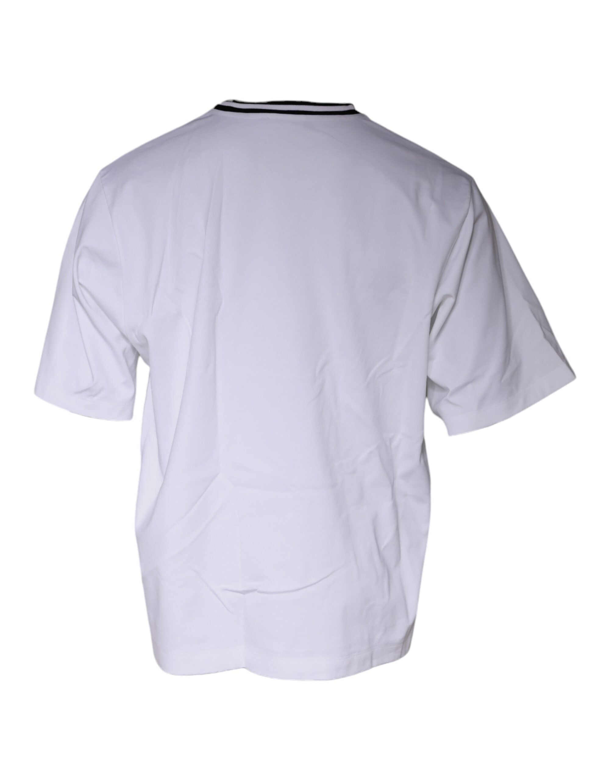 Dolce & Gabbana White Logo Print Crew Neck Men's T-shirt (Pre-Owned)