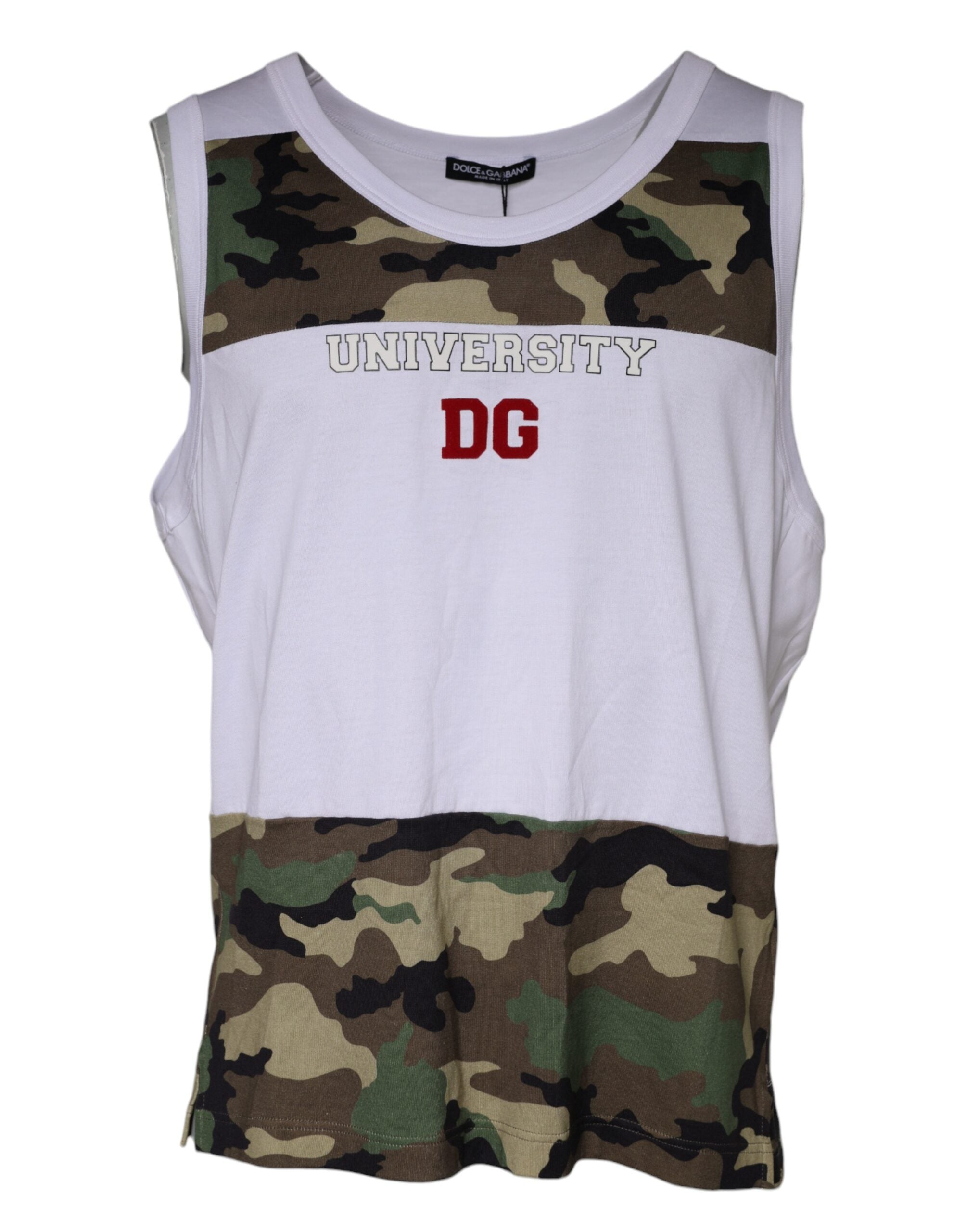 Dolce & Gabbana White Camouflage Tank Sleeveless Men's T-shirt (Pre-Owned)
