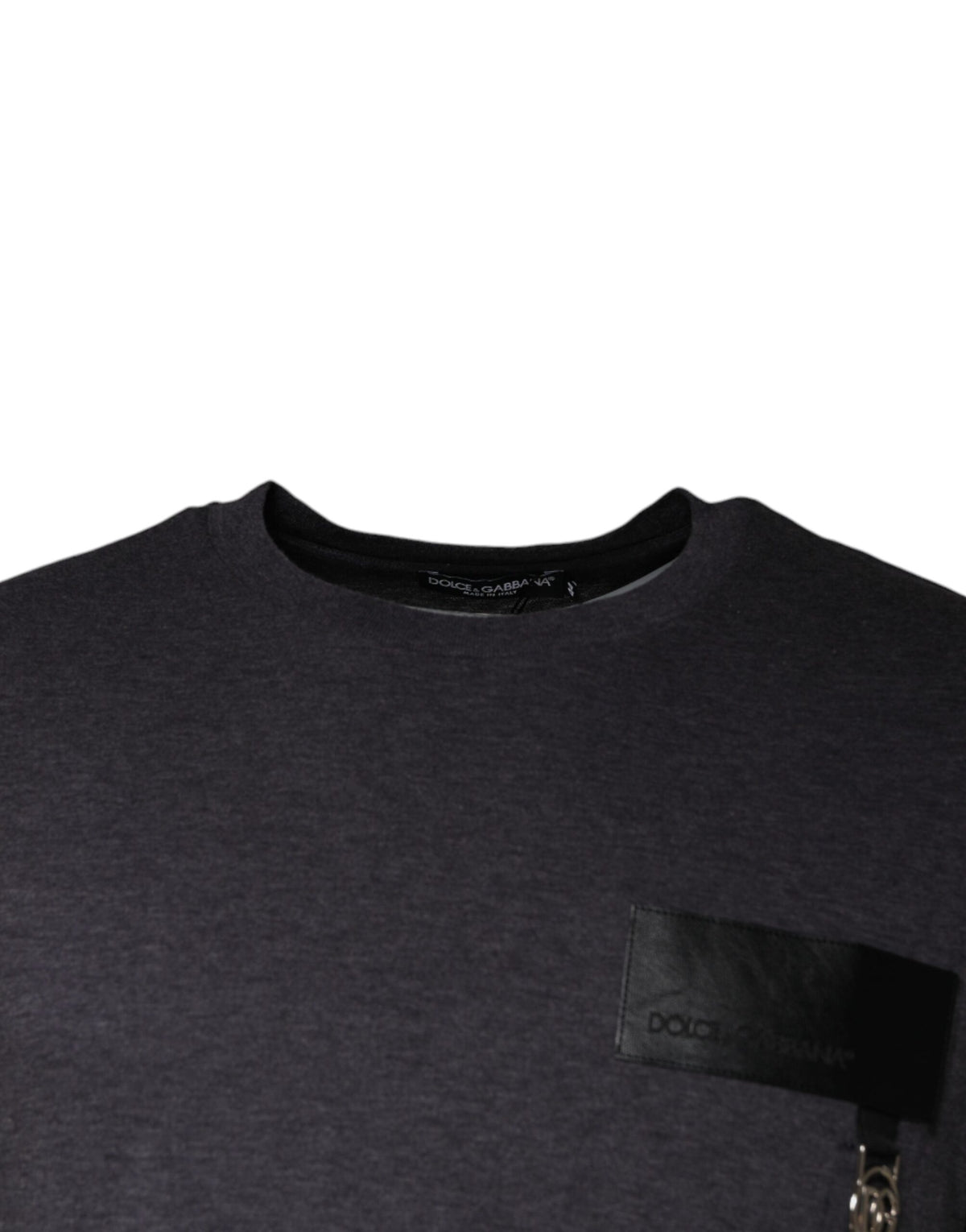 Dolce & Gabbana Gray Logo Patch Cotton Crew Neck Men's T-shirt (Pre-Owned)
