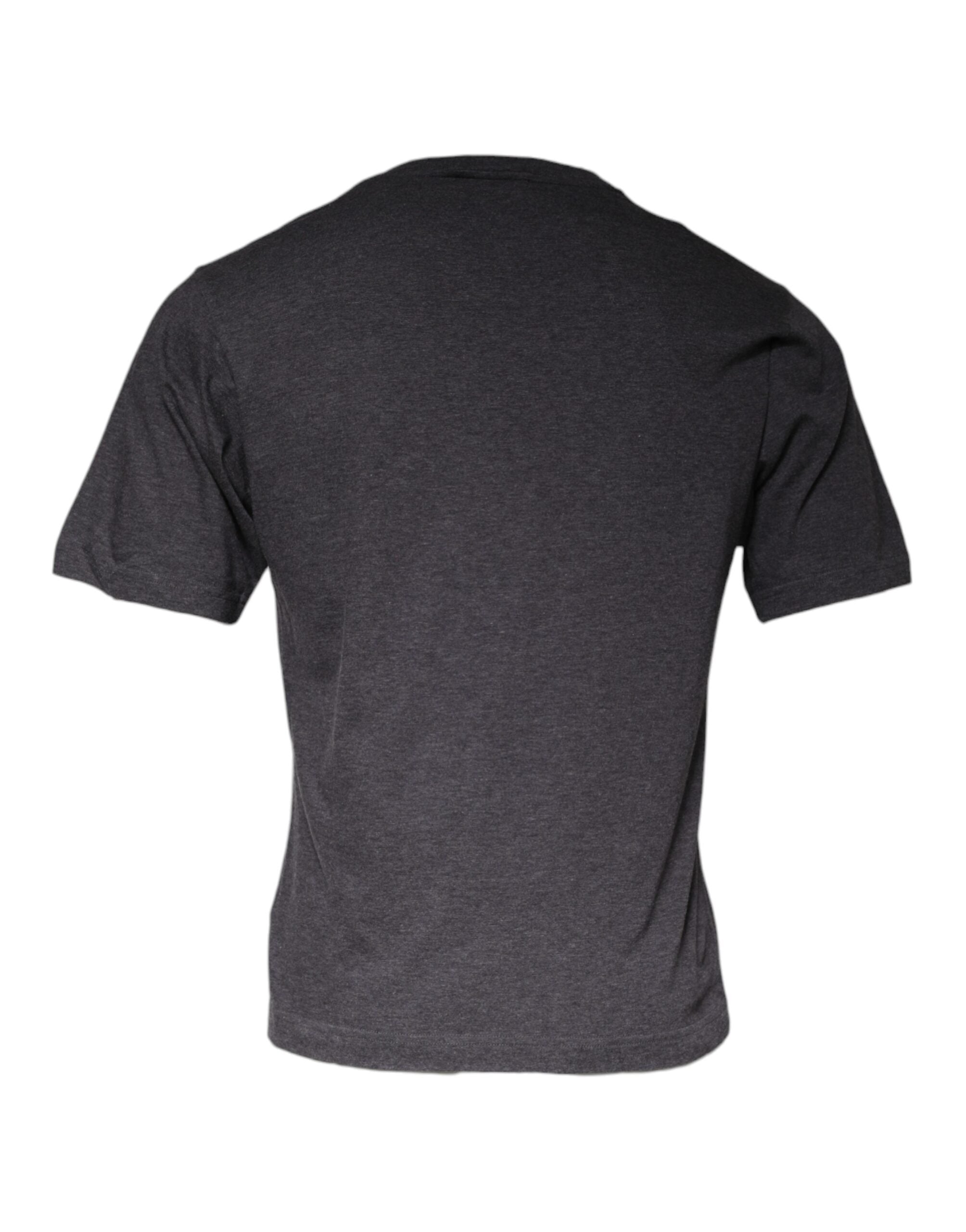Dolce & Gabbana Gray Logo Patch Cotton Crew Neck Men's T-shirt (Pre-Owned)