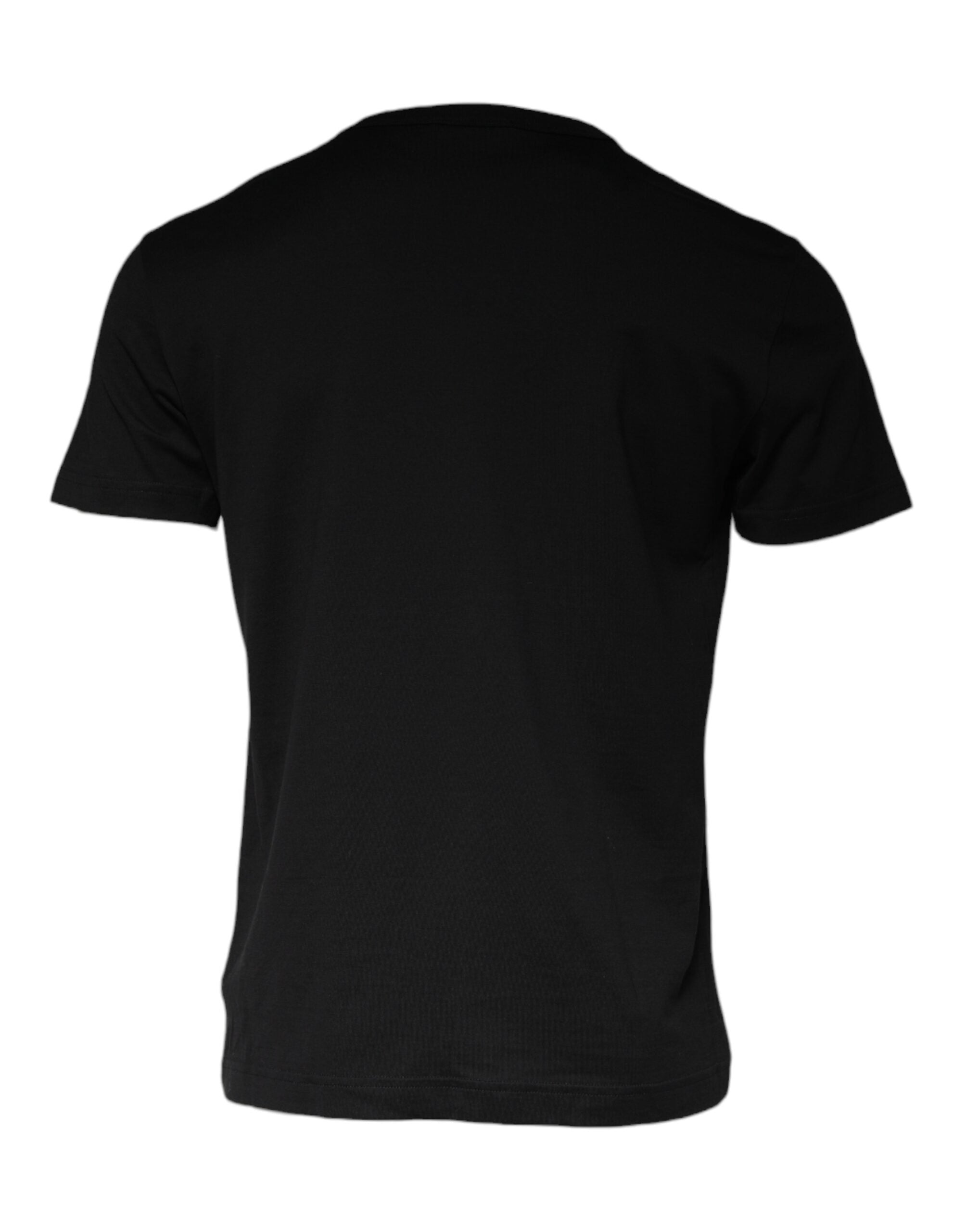 Dolce & Gabbana Black Cotton Necklace Embellished Men's T-shirt