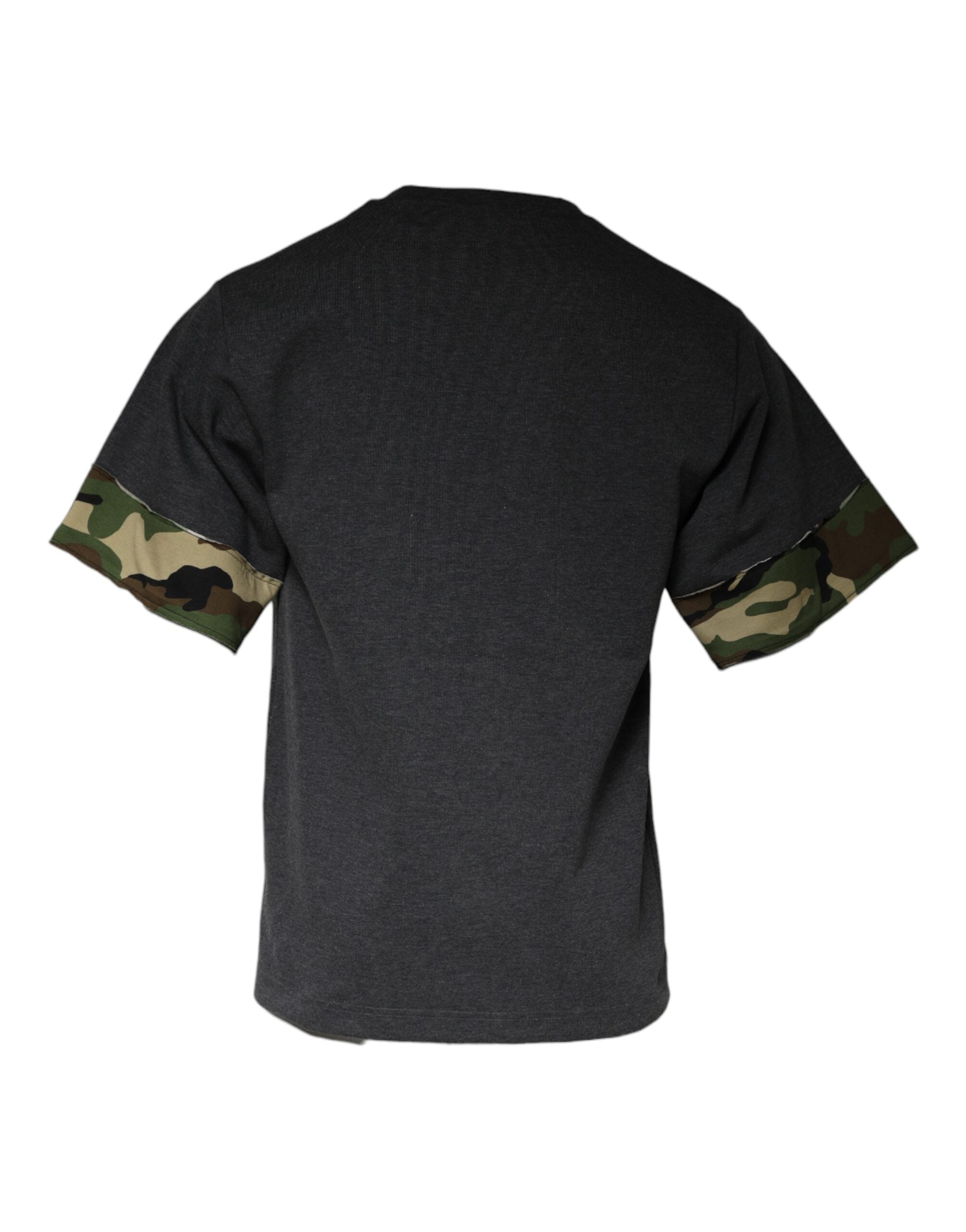 Dolce & Gabbana Dark Gray Camouflage Crew Neck Men's T-shirt
