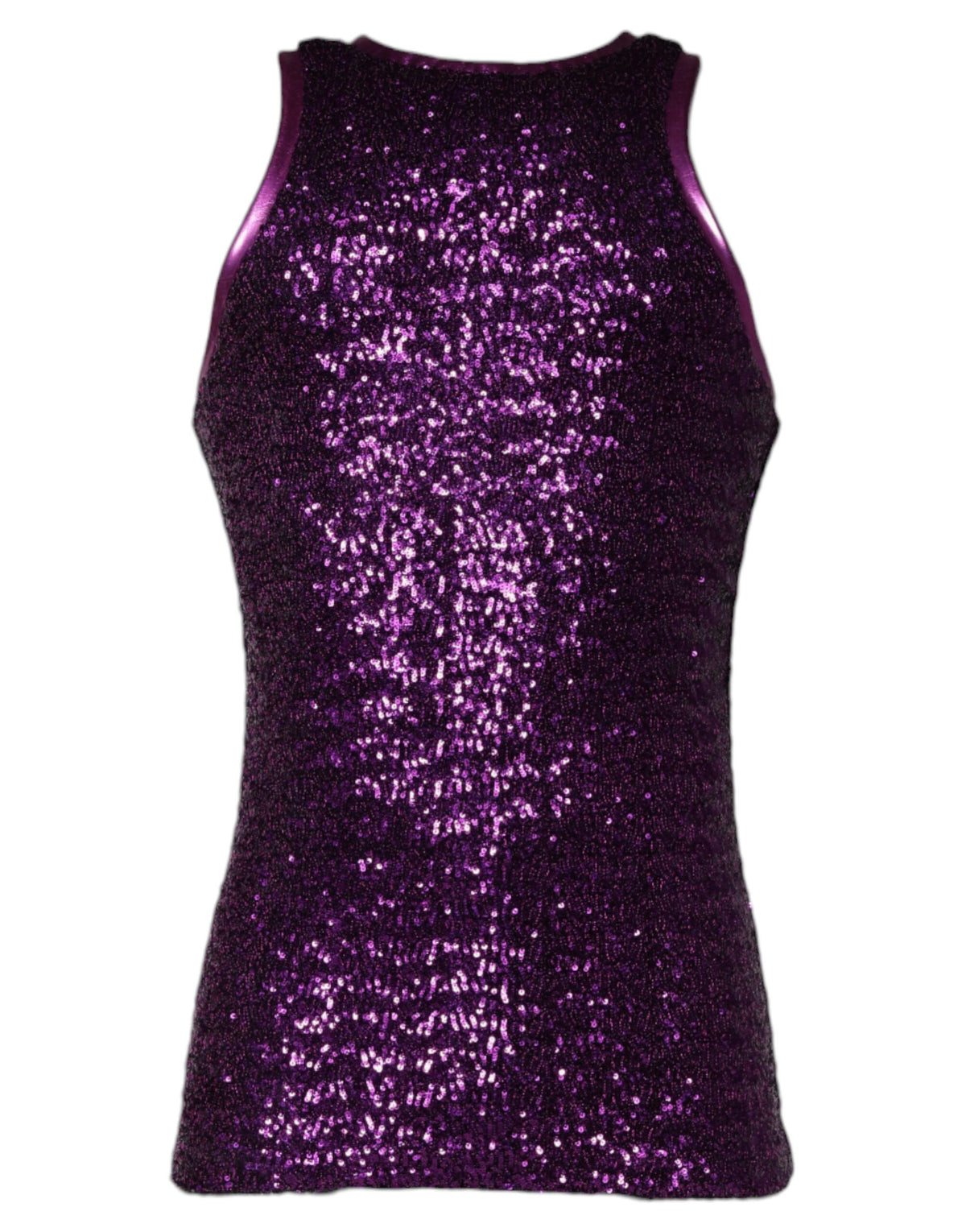 Dolce & Gabbana Purple Sequin Round Neck Sleeveless Men's T-shirt