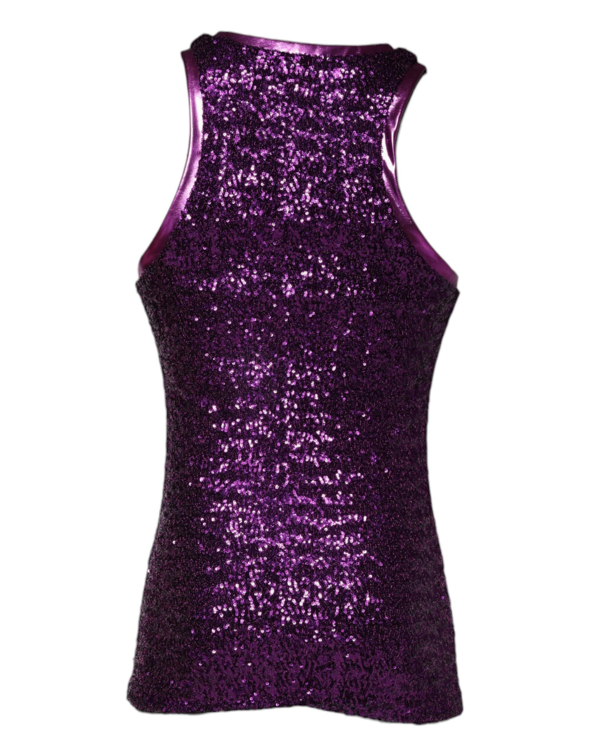 Dolce & Gabbana Purple Sequin Round Neck Sleeveless Men's T-shirt