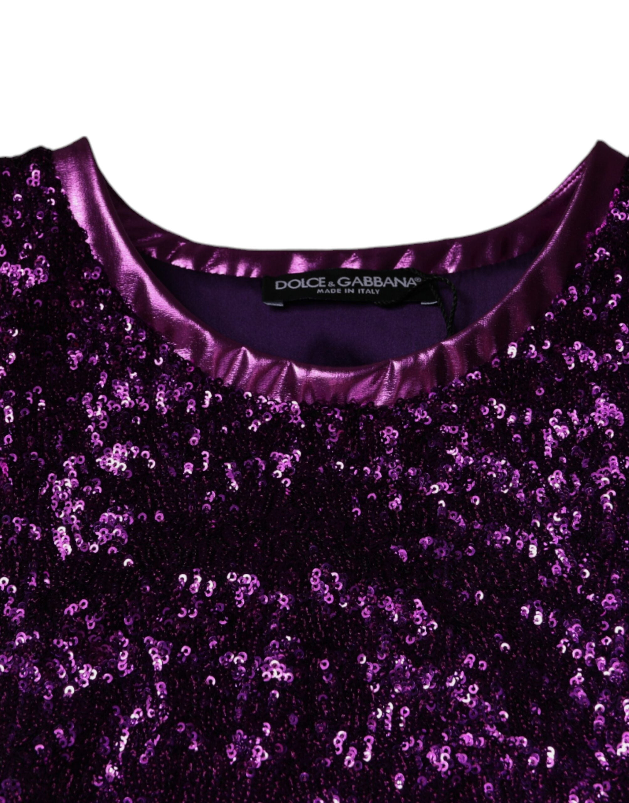 Dolce & Gabbana Purple Sequin Round Neck Sleeveless Men's T-shirt