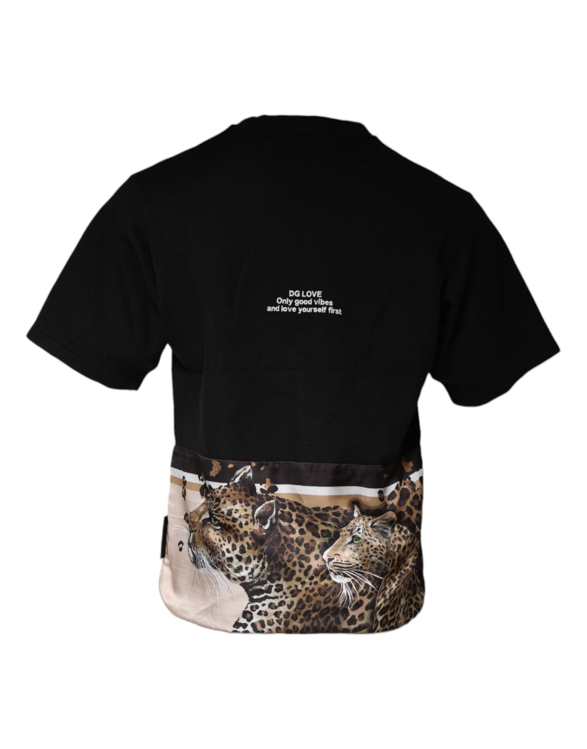 Dolce & Gabbana Black Leopard Cotton Short Sleeves Men's T-shirt (Pre-Owned)