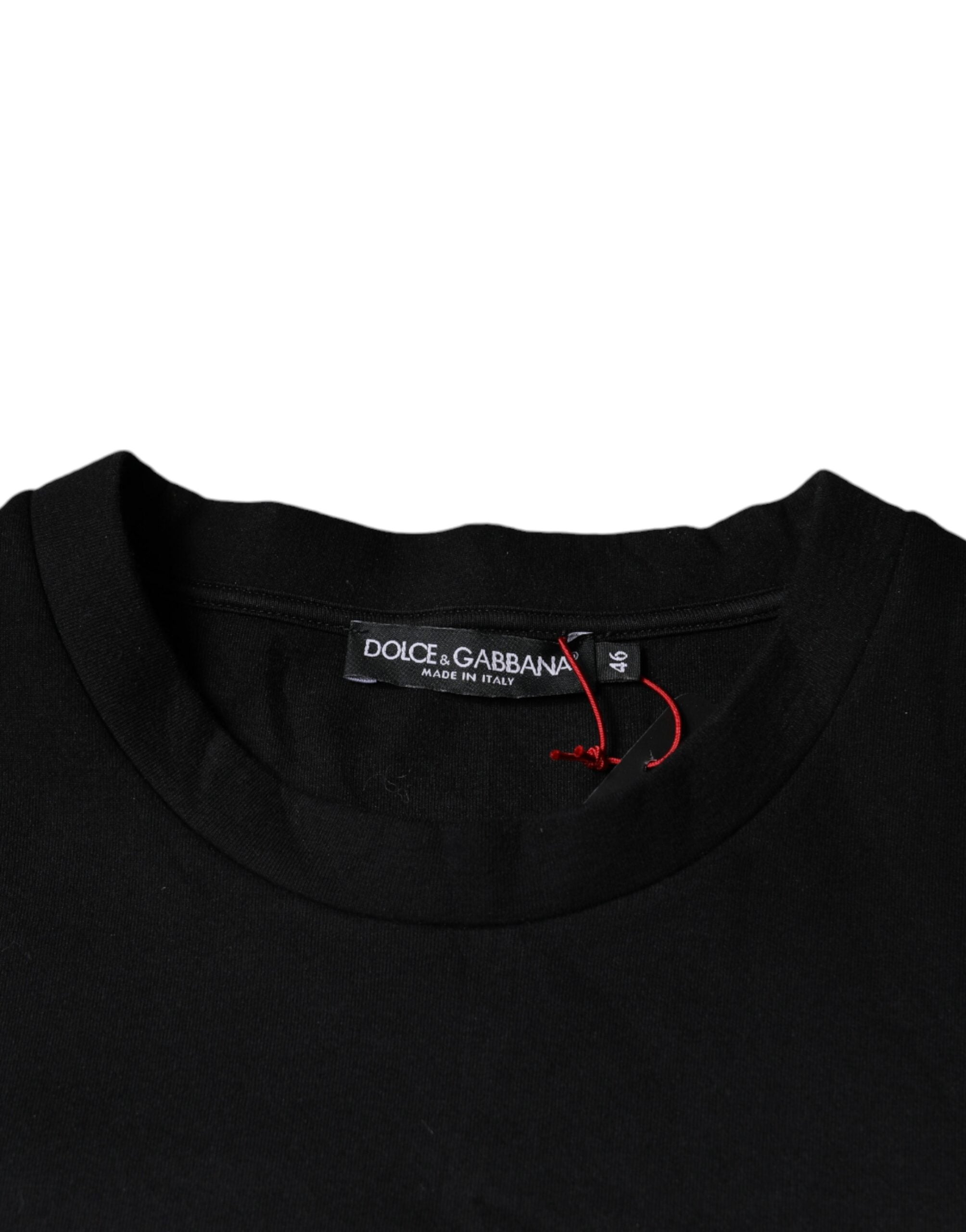 Dolce & Gabbana Black Leopard Cotton Short Sleeves Men's T-shirt (Pre-Owned)