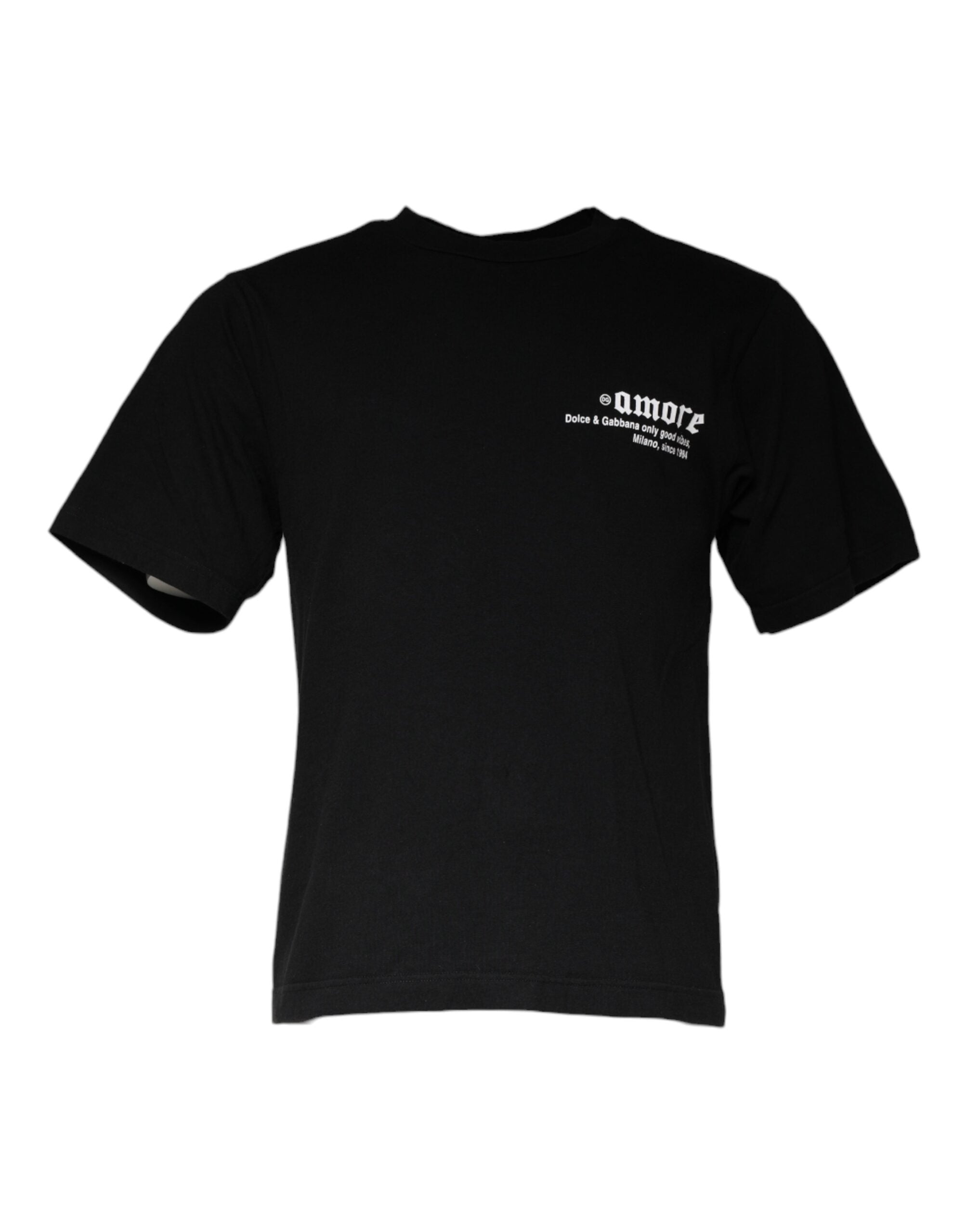 Dolce & Gabbana Black Amore Print Cotton Crew Neck Men's T-shirt