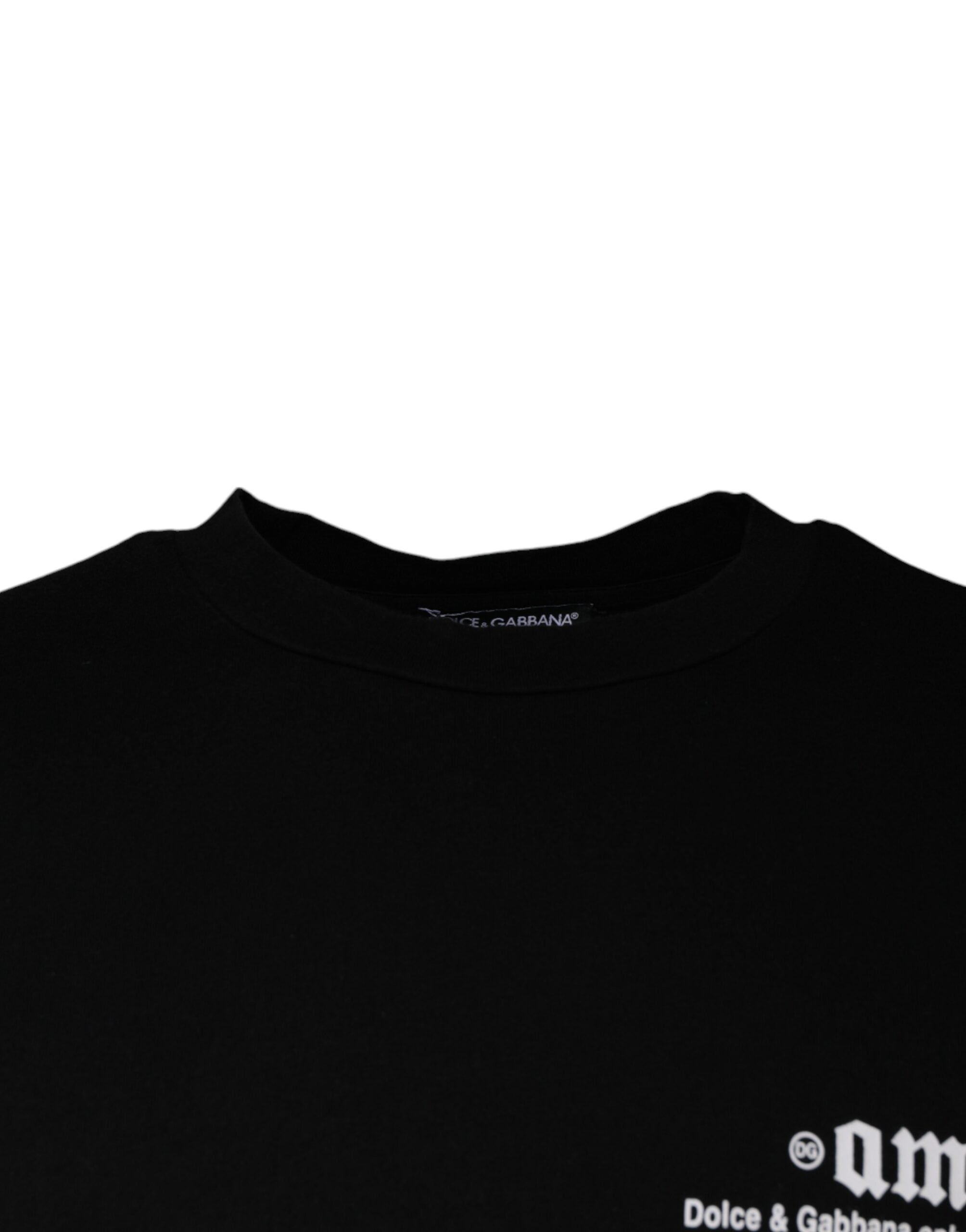 Dolce & Gabbana Black Amore Print Cotton Crew Neck Men's T-shirt