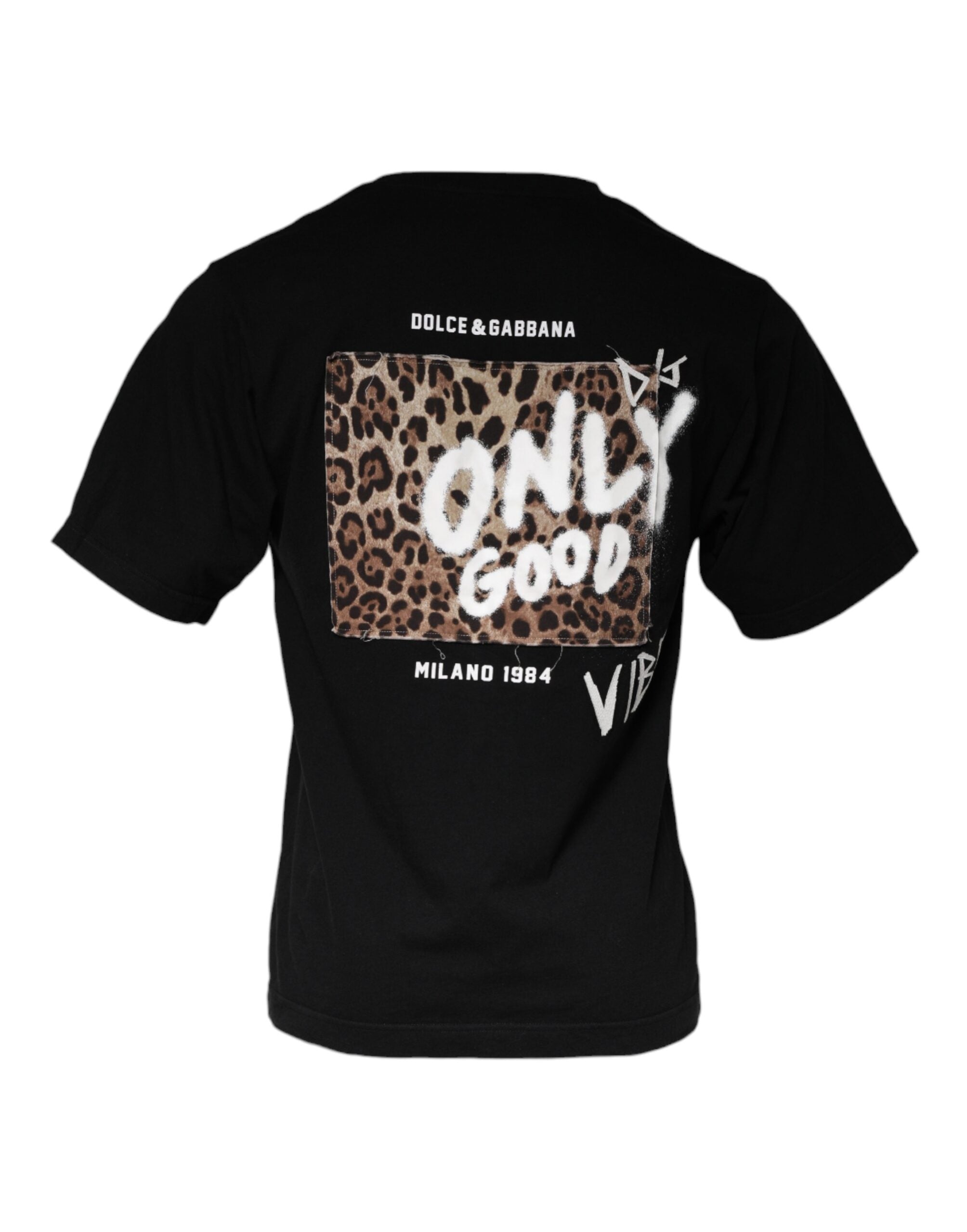 Dolce & Gabbana Black Amore Print Cotton Crew Neck Men's T-shirt