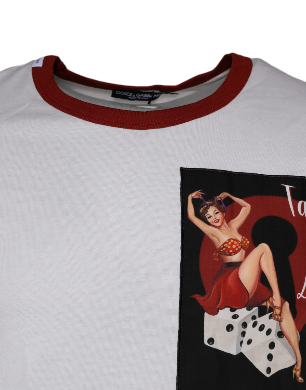 Dolce & Gabbana White Graphic Print Cotton Crew Neck Men's T-shirt