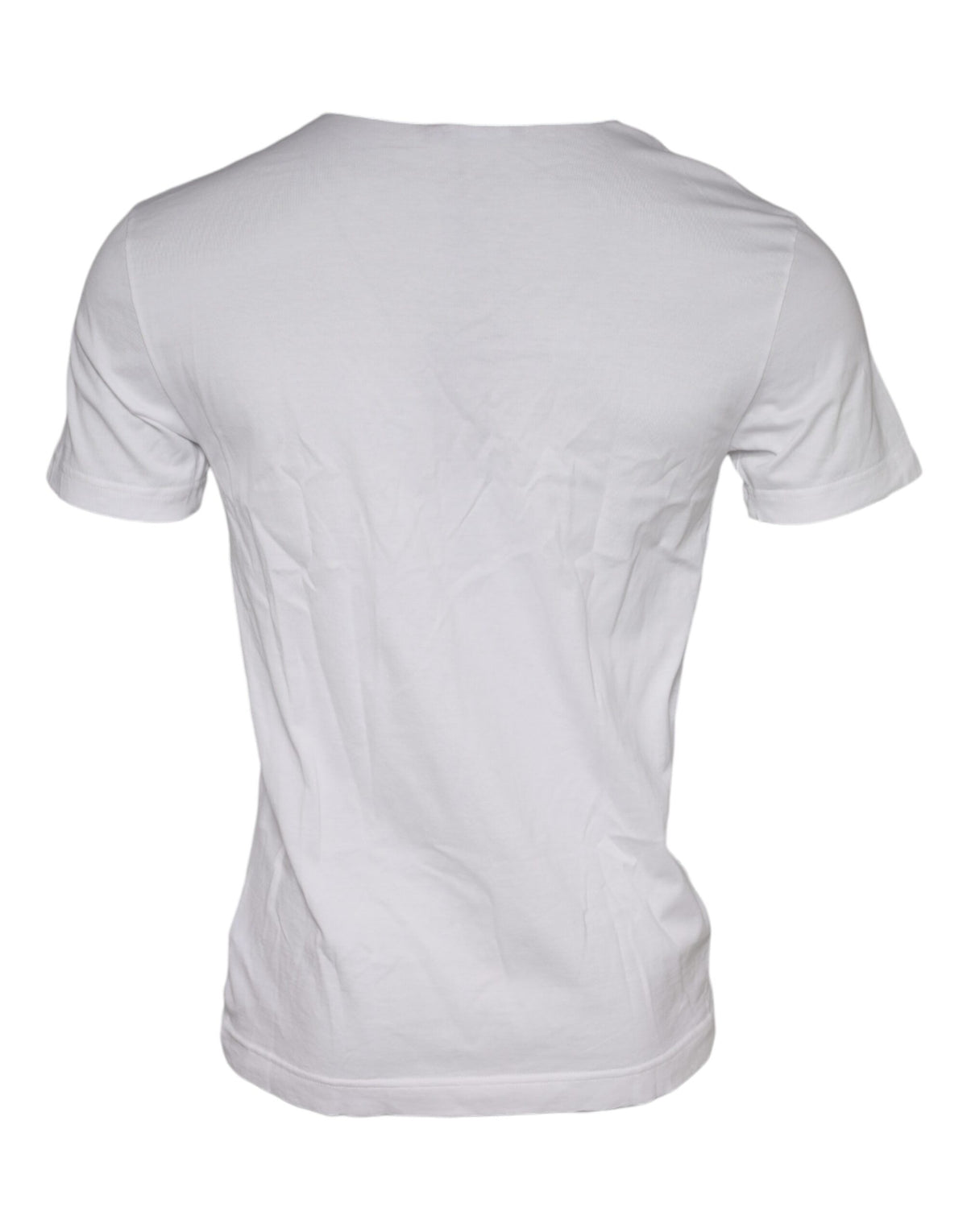 Dolce & Gabbana White Graphic Print Cotton Crew Neck Men's T-shirt
