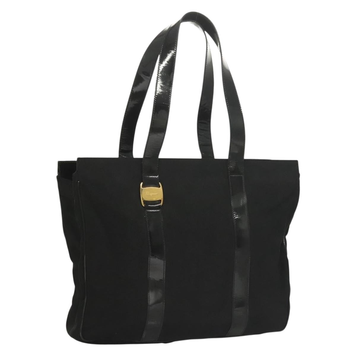 Salvatore Ferragamo Vala Tote Nylon Black Nylon Tote Bag Bag (Pre-Owned)
