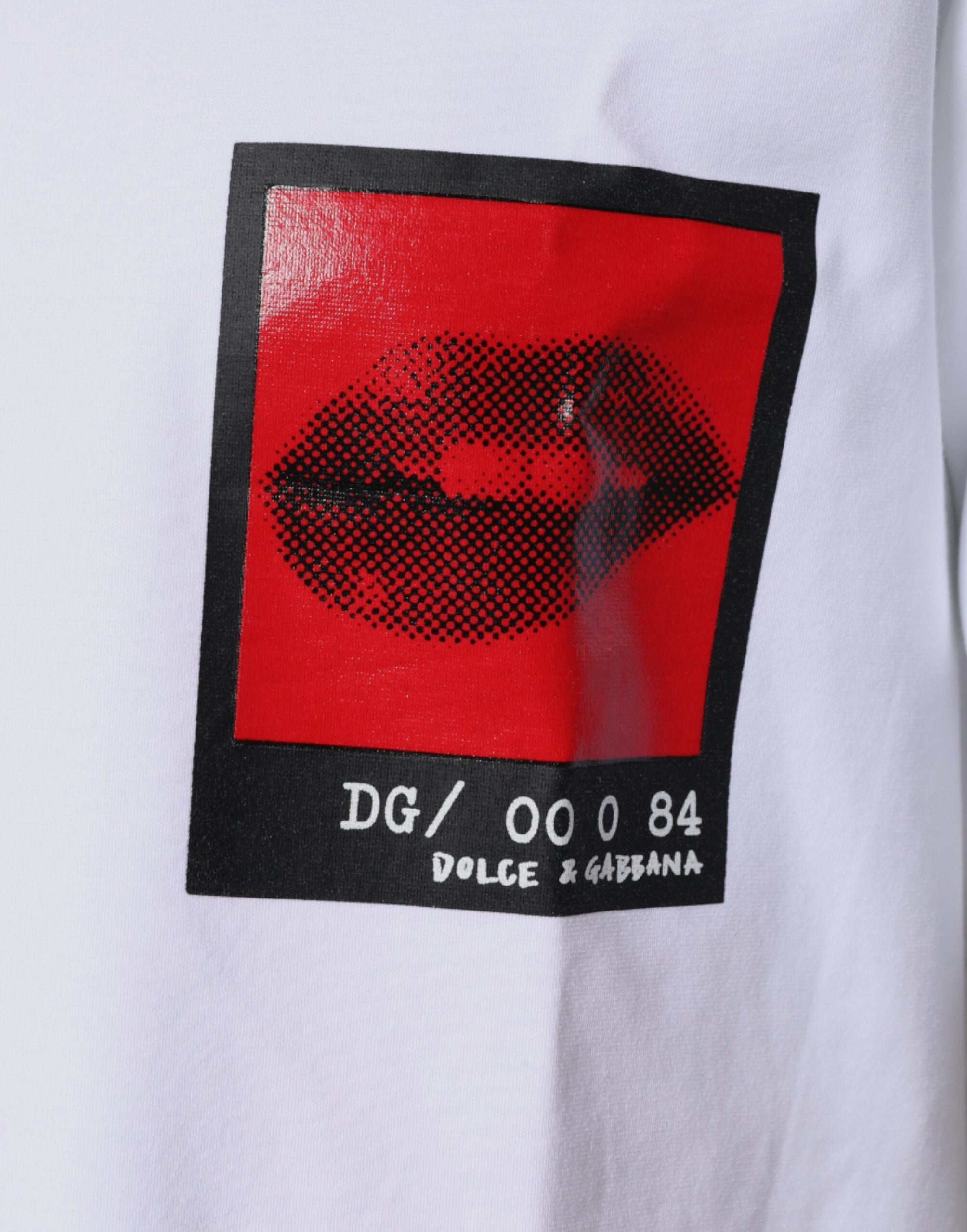Dolce & Gabbana White Red Lips Print Cotton Men's T-shirt (Pre-Owned)