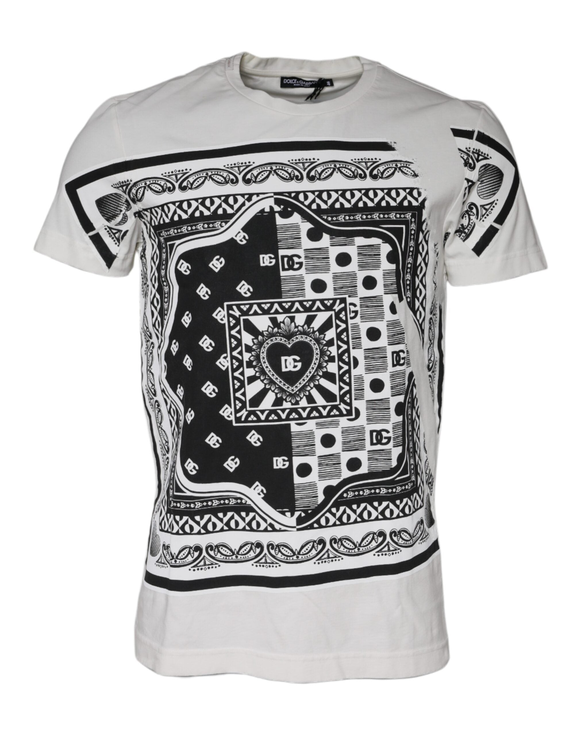 Dolce & Gabbana White Bandana Print Cotton Short Sleeves Men's T-shirt (Pre-Owned)