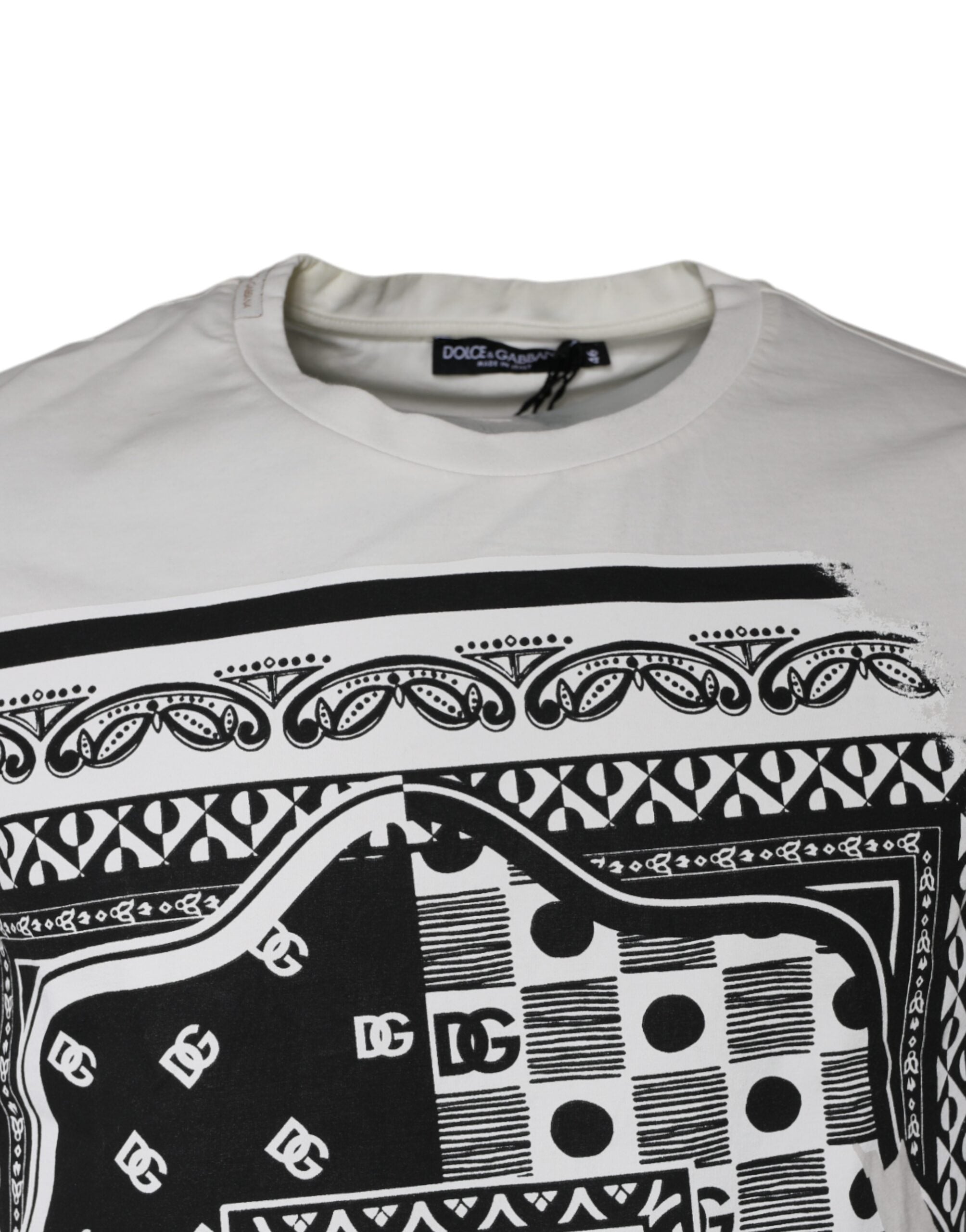 Dolce & Gabbana White Bandana Print Cotton Short Sleeves Men's T-shirt (Pre-Owned)