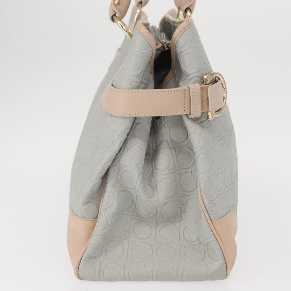 Salvatore Ferragamo Gancini Tote Leather Gray Leather Tote Bag Bag (Pre-Owned)