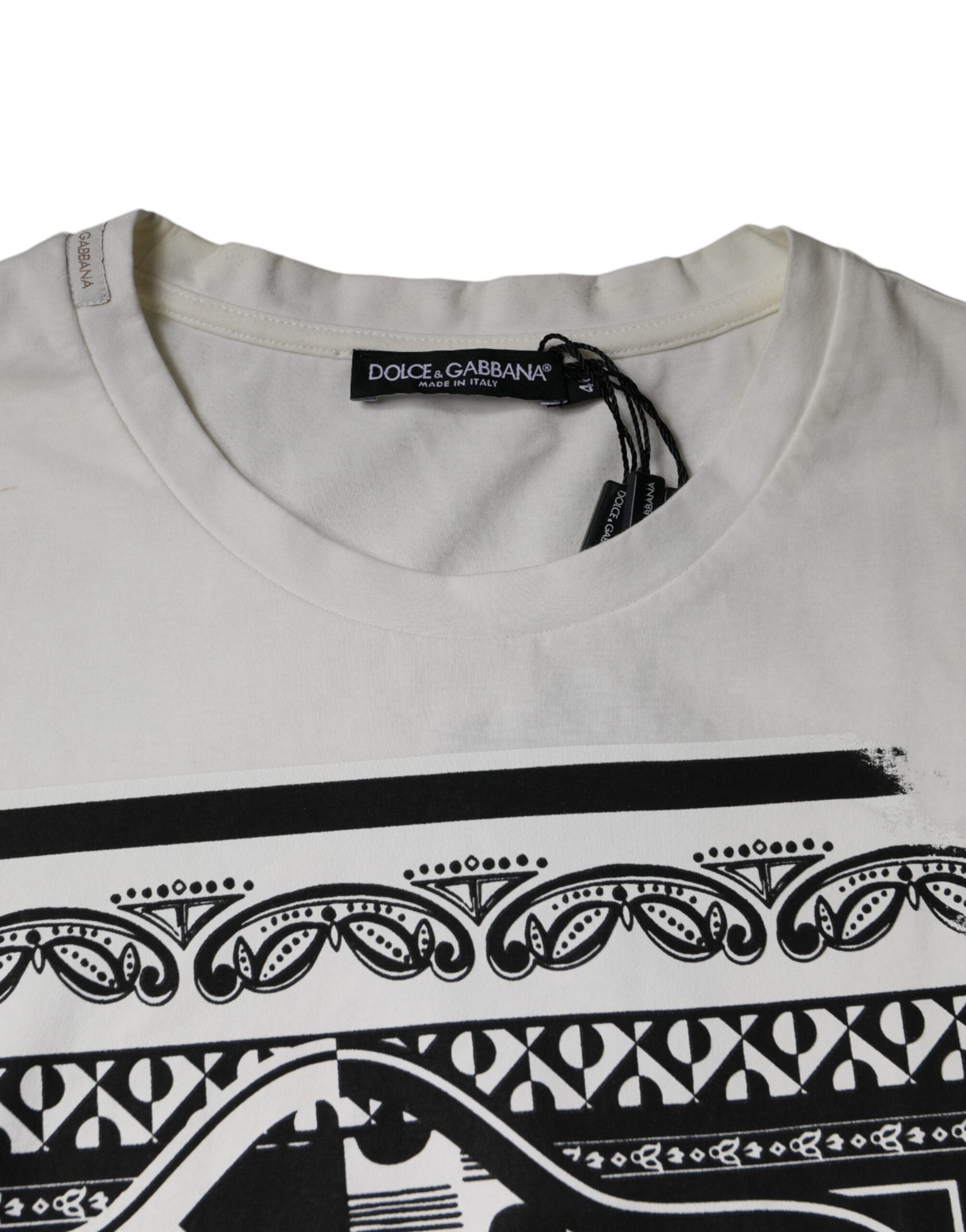 Dolce & Gabbana White Bandana Print Cotton Short Sleeves Men's T-shirt (Pre-Owned)
