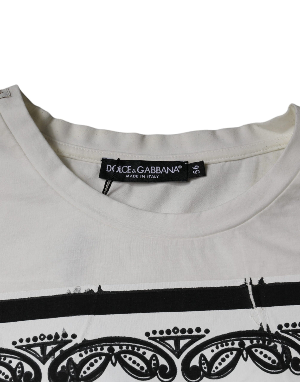 Dolce & Gabbana White Bandana Print Cotton Short Sleeves Men's T-shirt (Pre-Owned)