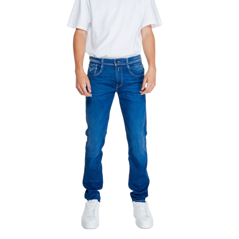 Replay Blue Cotton Relaxed Fit Men's Jeans