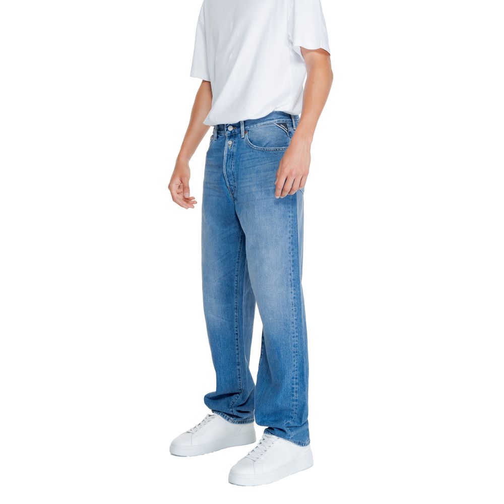 Replay Blue Cotton Relaxed Fit Men's Jeans