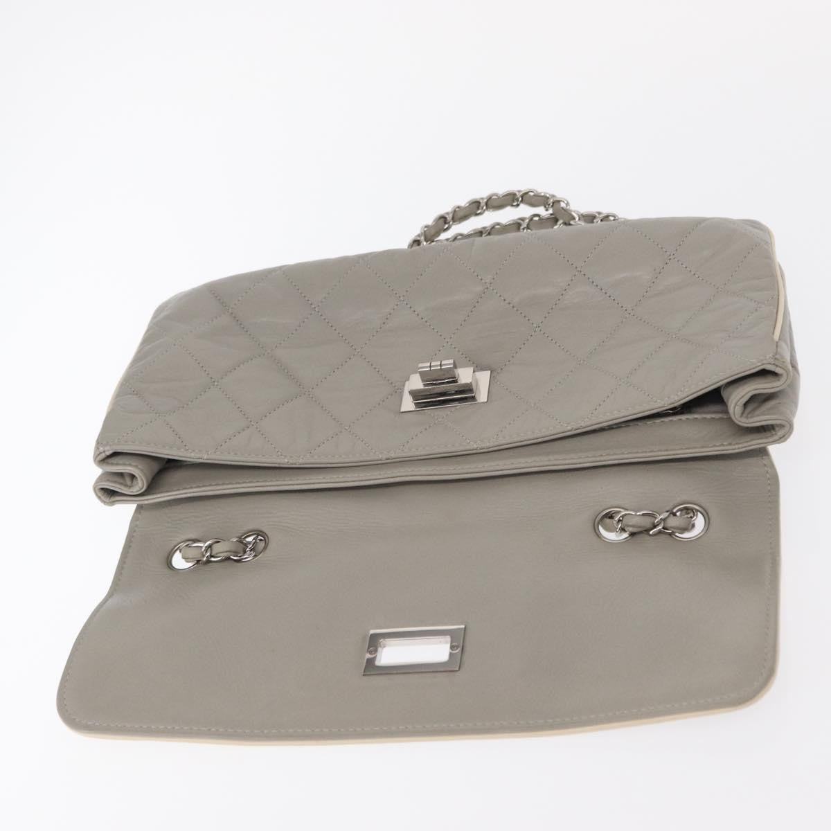 Chanel Mademoiselle Lock Flap Quilted Lambskin Gray Leather Shoulder Bag Bag (Pre-Owned)