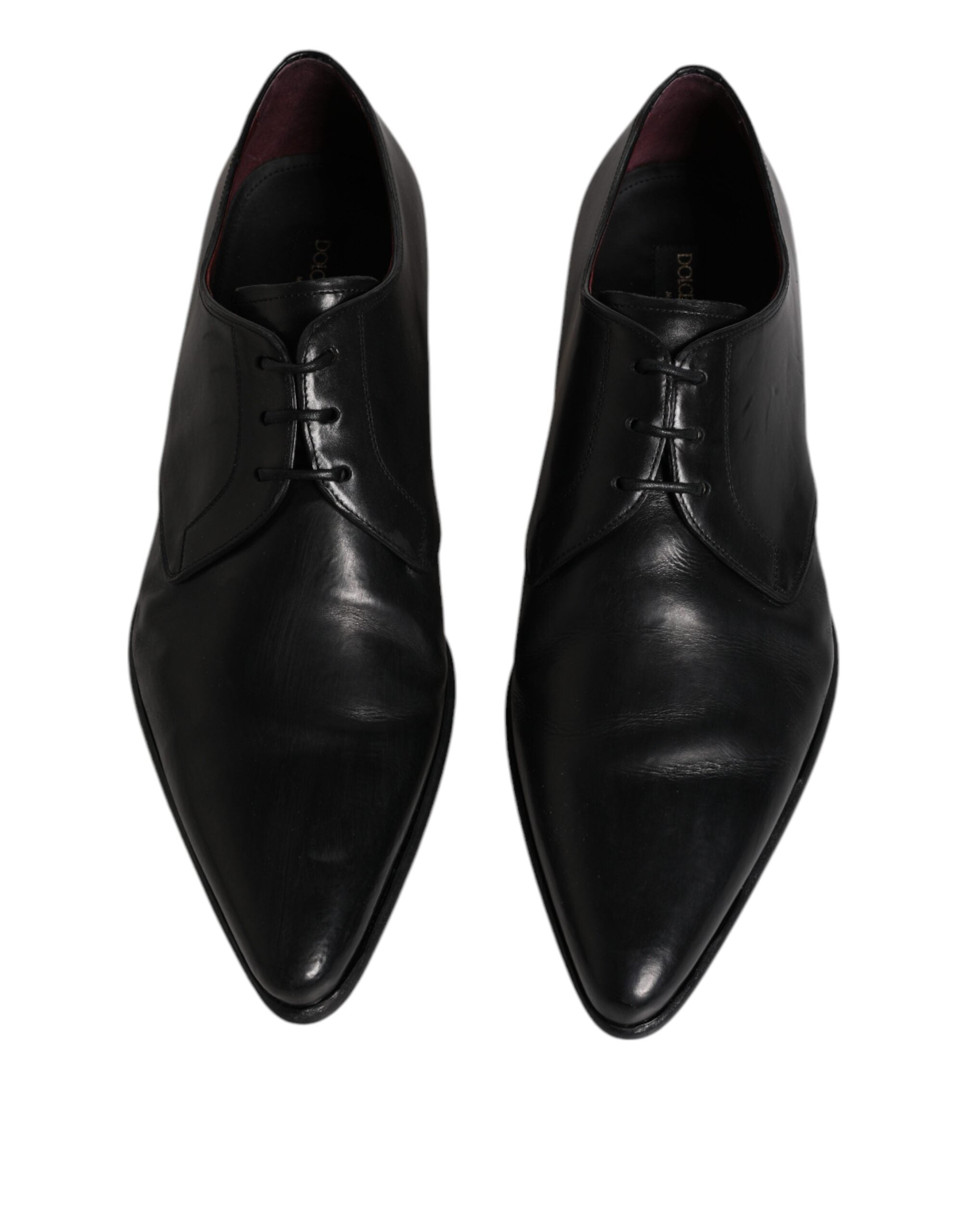 Dolce & Gabbana Black Leather Lace Up Men Derby Formal Men's Shoes (Pre-Owned)