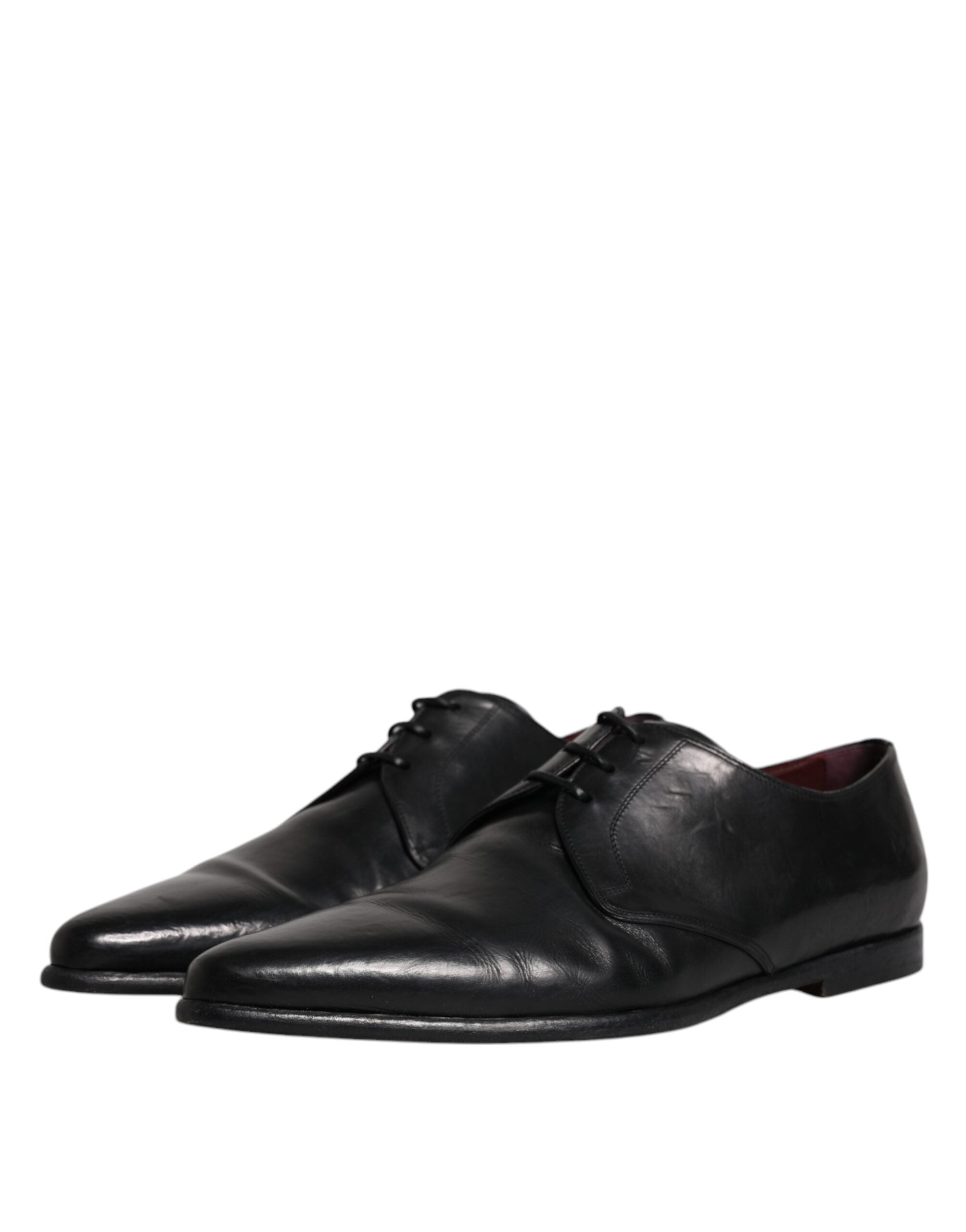 Dolce & Gabbana Black Leather Lace Up Men Derby Formal Men's Shoes (Pre-Owned)