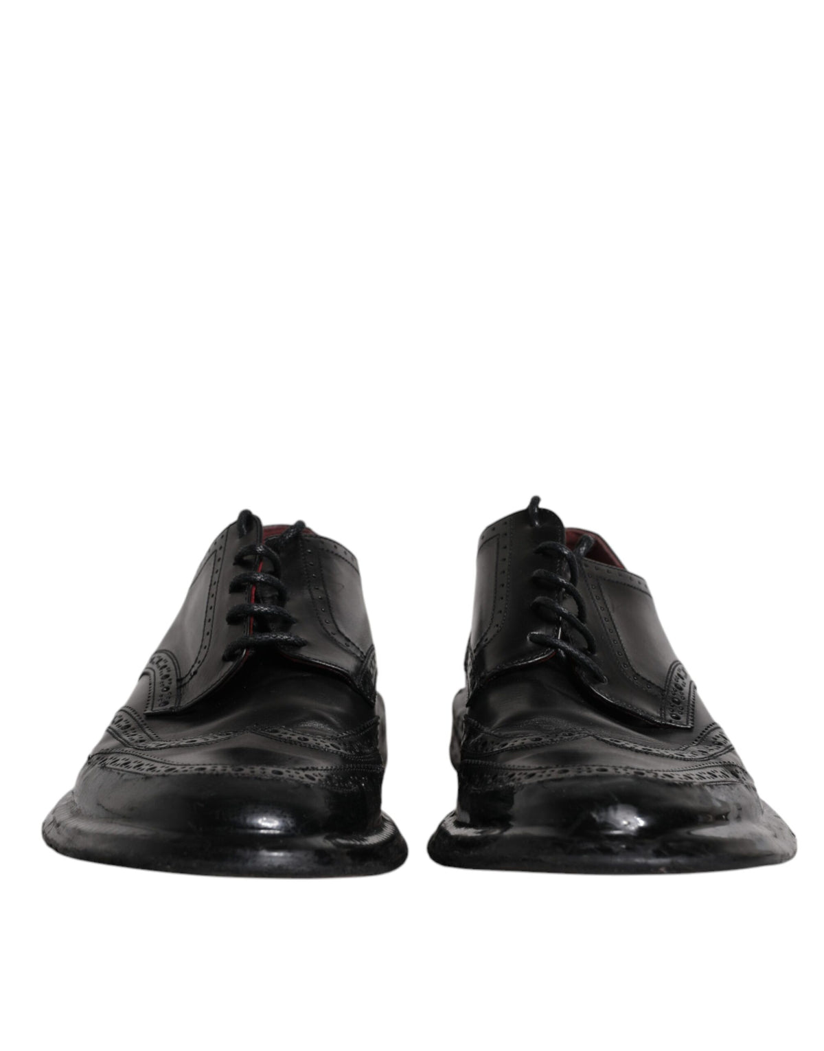 Dolce & Gabbana Black Leather Derby Wingtip Formal Men's Shoes